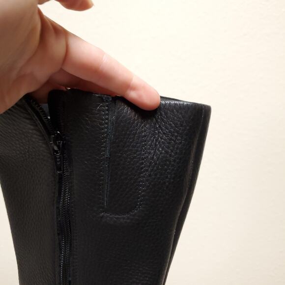 ECCO Black Pebbled Leather Tall Wedge Boots Sz 8 - Picture 6 of 14